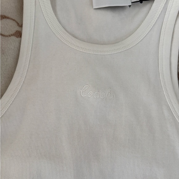 Coach White Ribbed Tank Top - Picture 2 of 4